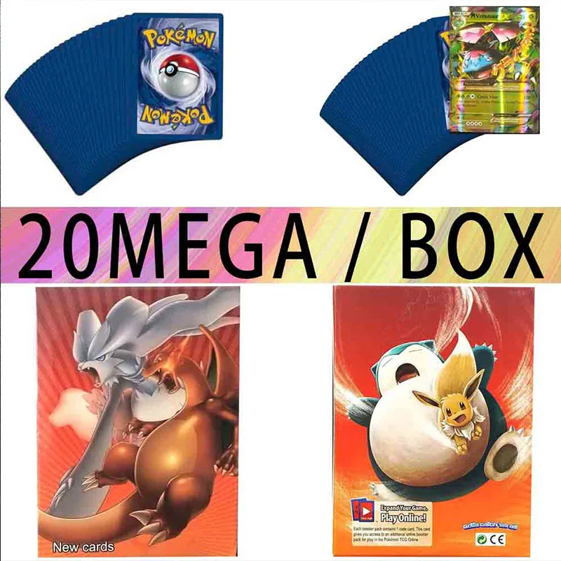 

20PCS Pokemon Cards MEGA TAKARA TOMY English Trading Game Battle Card Booster Box Collection Top Loaded List Toy Gift For Kids