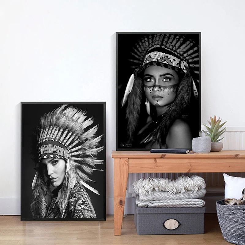Абстрактные картины на холсте индейцев женщин девушек плакаты модный красивый