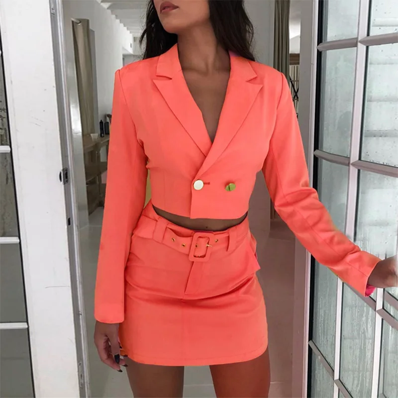 BKLD осень зима неоновый цвет двубортный с длинным рукавом комплект из 2 частей