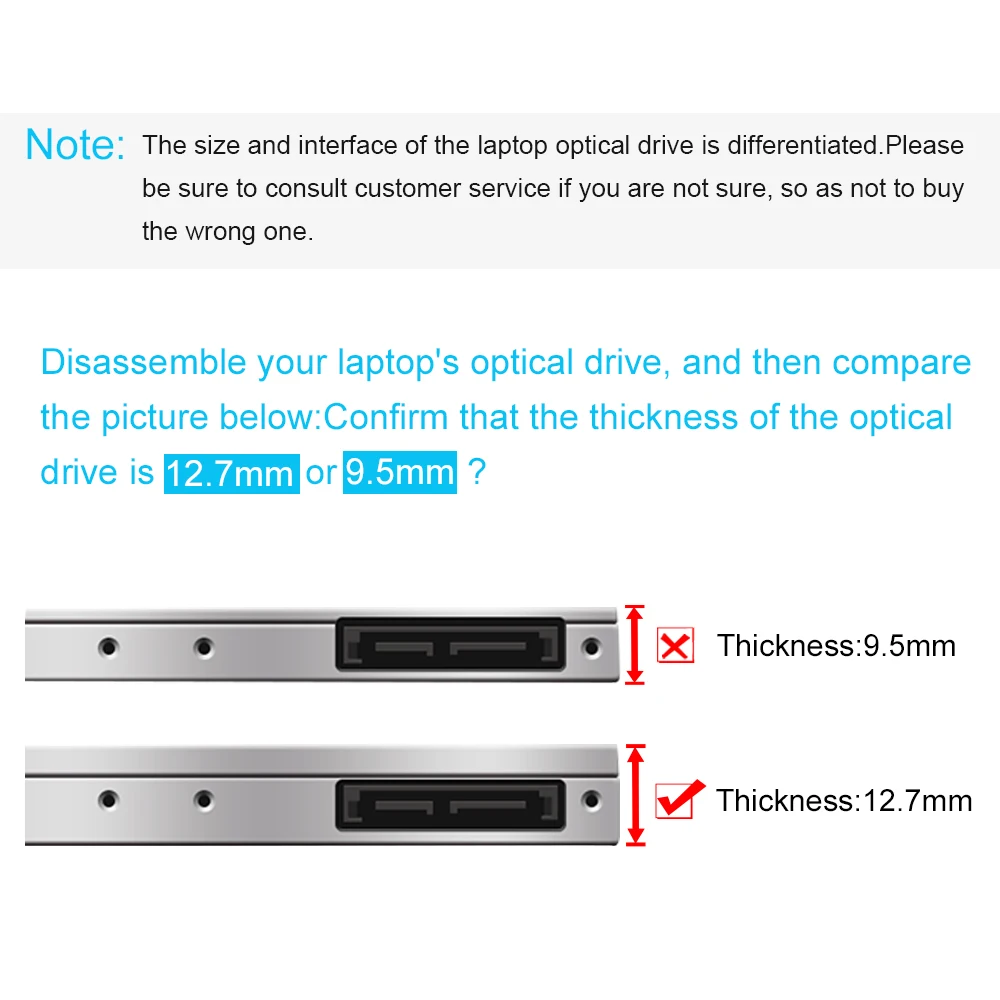 Пластик SATA 3 0 2nd жесткий диск SSD HDD Caddy 12 7 мм для 2 5 &quot2 ТБ чехол ноутбука DVD ROM