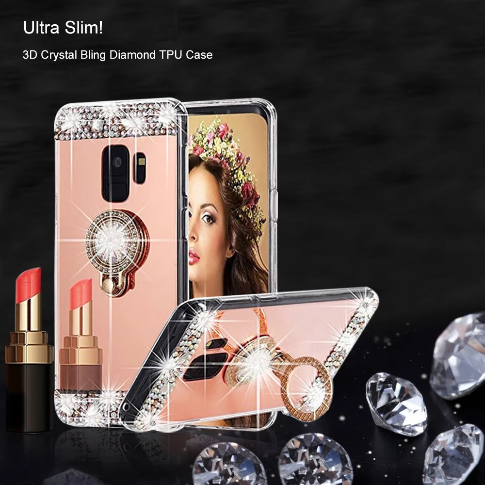 LLZ.COQUE роскошный 3D Блестящий зеркальный чехол с подставкой или Samsung A3 A5 A6 A8 J3 J4 J5 J6