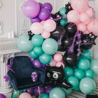 90pcs halloween black purple spider balloons garland kit arch chain cartoon spider globos halloween decorations for home kid toy