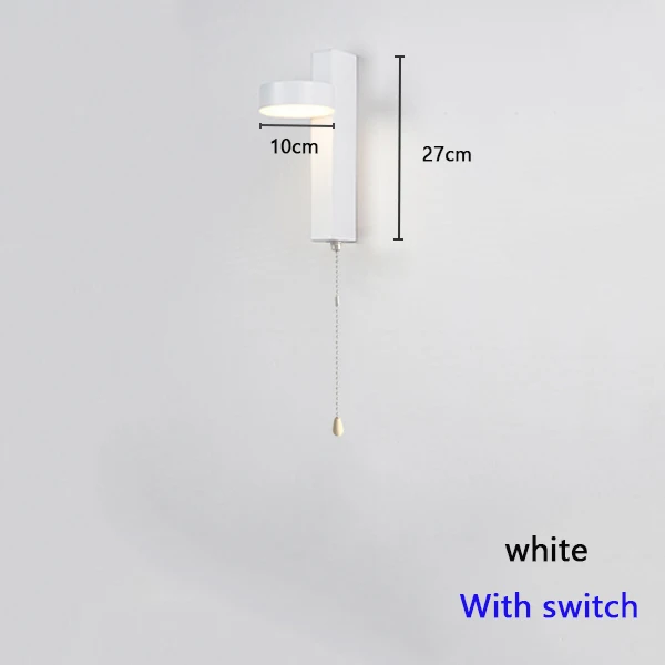 white-with switch Светодиодный настенный светильник с переключателем регулируемые 3 видов цветовая температура белого и черного цвета бра для спальни гостиной светодиодный настенный светильник - Цвет абажура: white-with switch