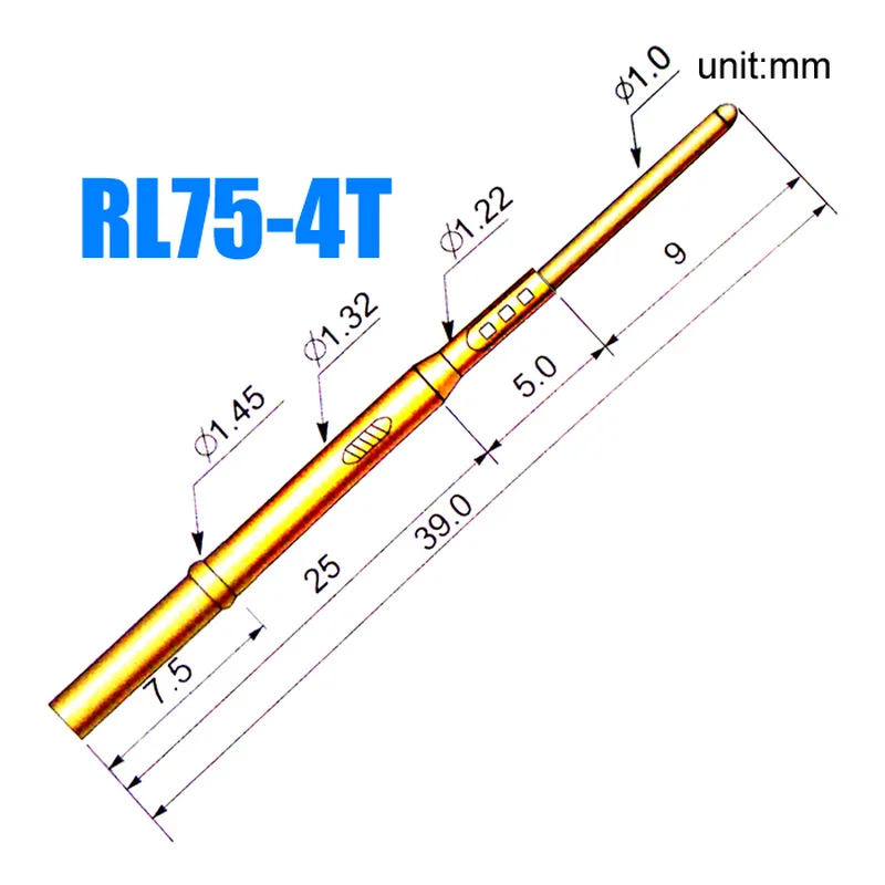 

100PCS / Package RL75-4T Test Needle Set 1.3MM Round Tail Sleeve Terminal Line Dedicated