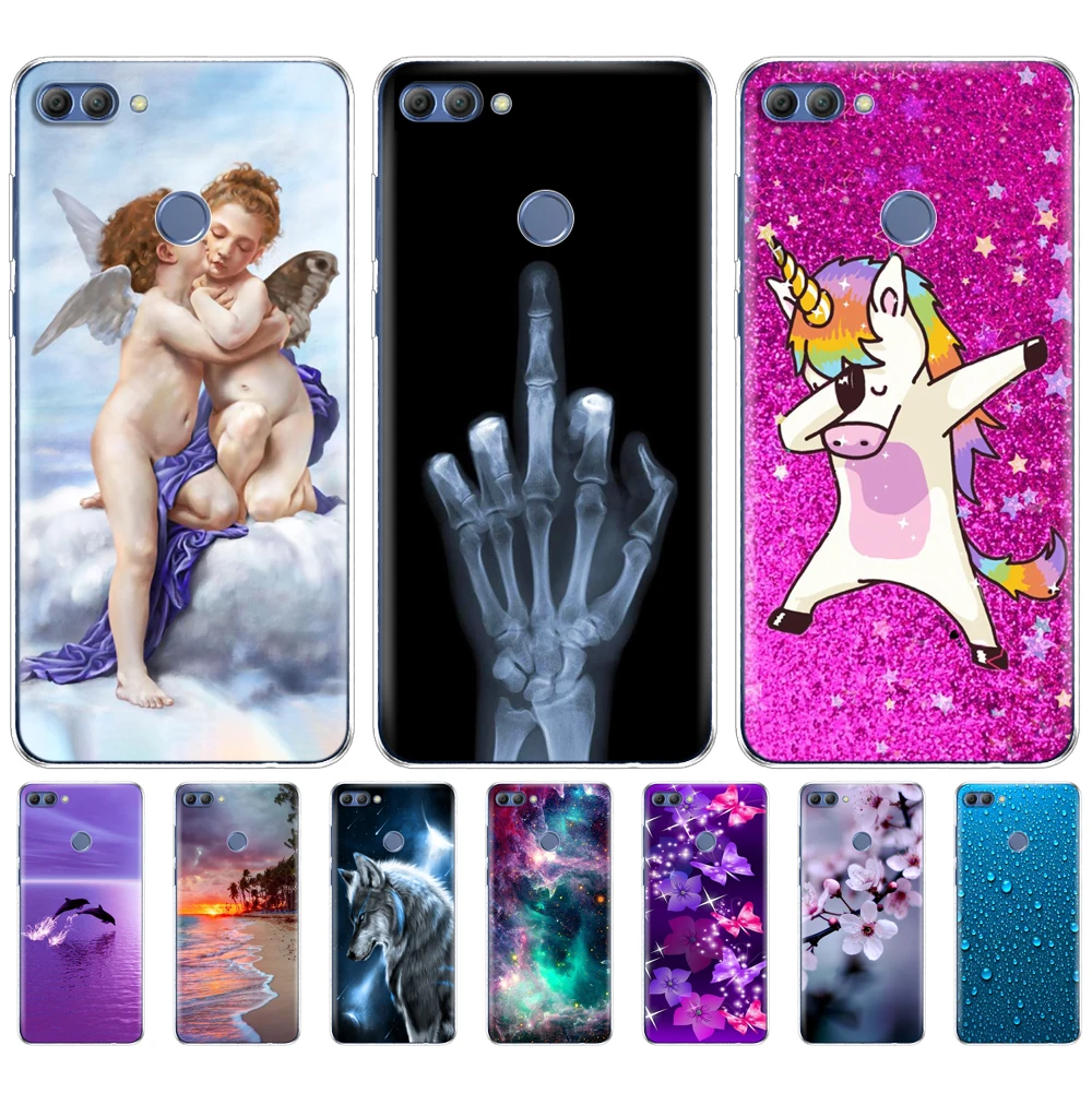 cover phone case for huawei Y9 2018 soft tpu silicon back cover 360 full protective printing transparent clear coque