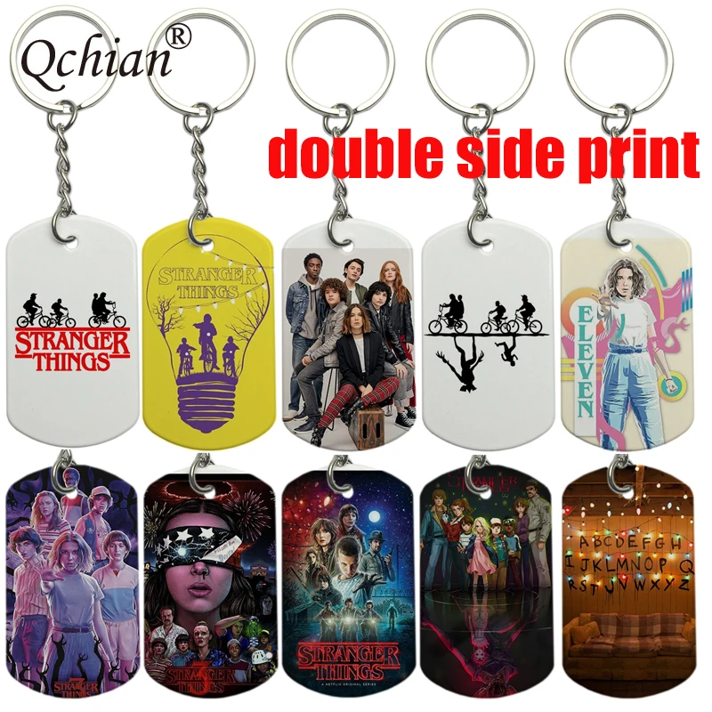 Новый очень странные дела брелки для ключей письмо Ключ Подвески с цепочками разные цвета Бесплатная прямая