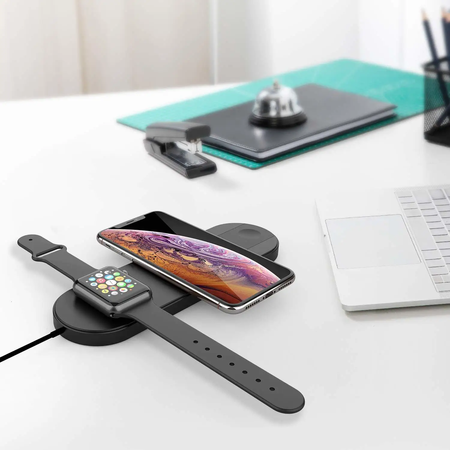 3 в 1 быстрое двойное Беспроводное зарядное устройство для телефона для iPhone 11 Pro XS Max XR X 8 быстрая зарядная док-станция Qi для Apple Watch AirPods 2