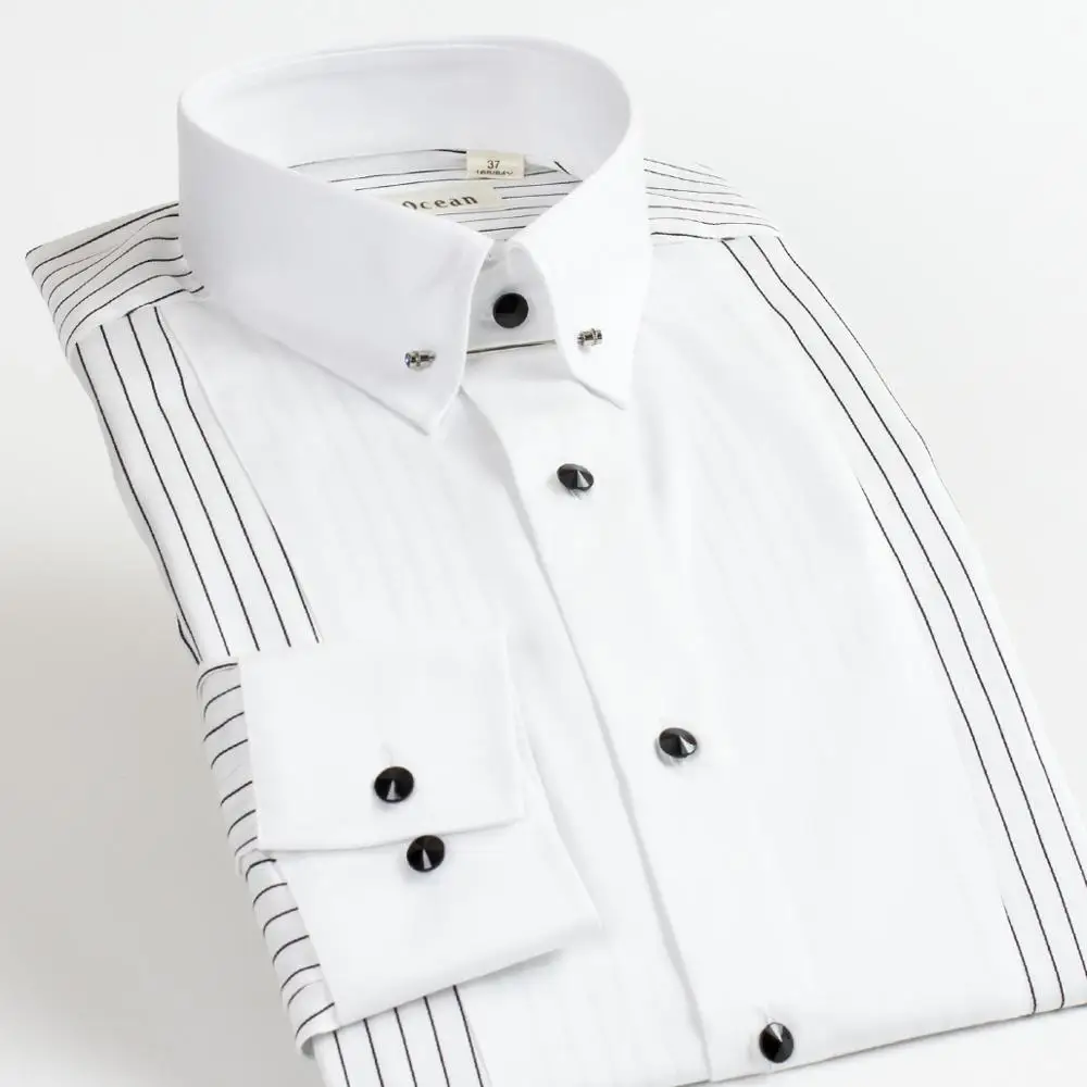 Deepocean, рубашка-смокинг, стильные, Camisa Social Masculina, хлопок, брендовая рубашка, белая, chemise homme, французские облегающие рубашки - Цвет: DDX55520L