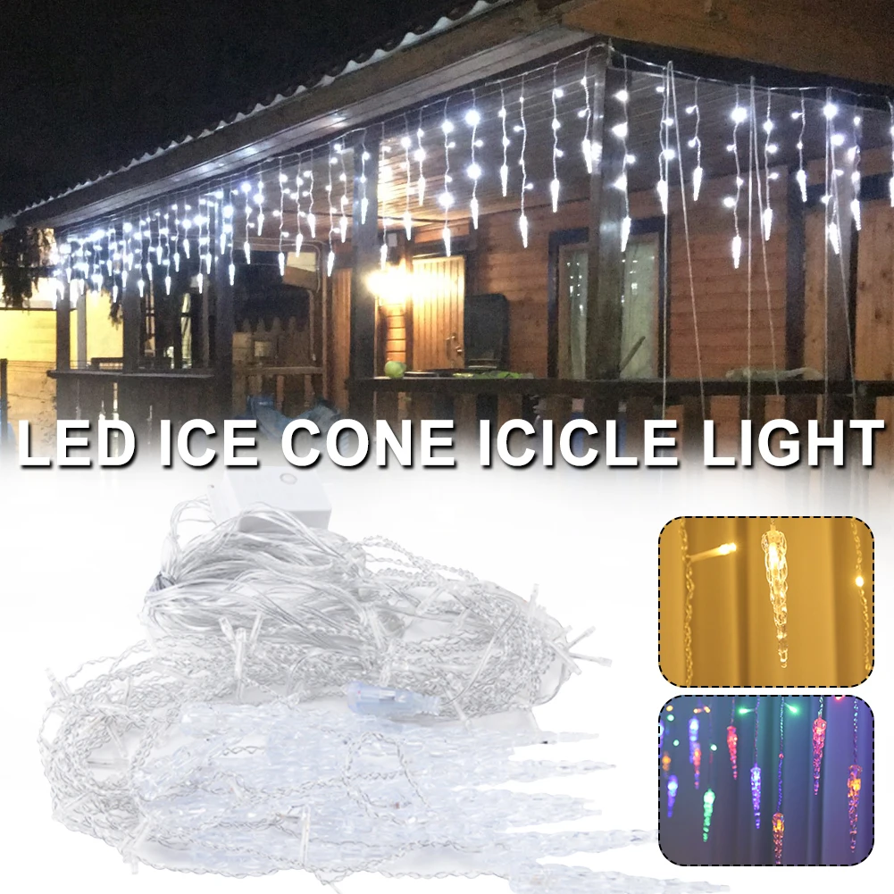 

LED Christmas Icicle Lights Waterproof Fairy Light String with 8 Modes Curtain Lights for Party Holiday Wedding Xmas Decoration