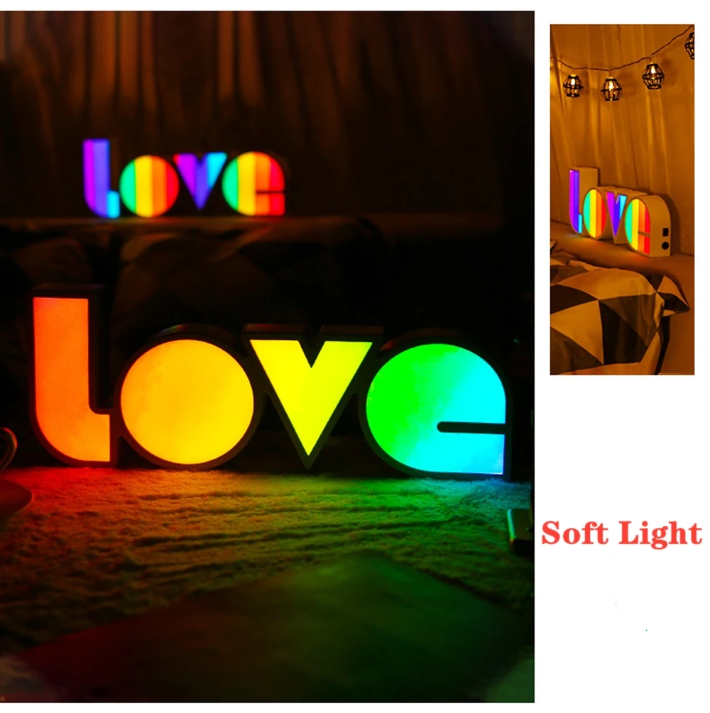 Luces LED de San Valent&iacute;n, L&aacute;mpara decorativa con letras de amor en ingl&eacute;s, propuesta de religi&oacute;n, decoraci&oacute;n de fiesta de boda, regalo rom&aacute;ntico, l&aacute;mpara LED de noche-5