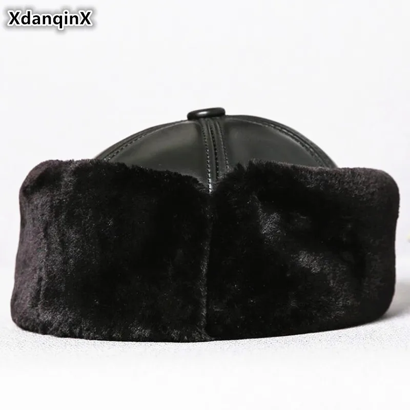 Шапка XdanqinX из натуральной кожи мужские теплые шапки бомберы зимняя утепленная