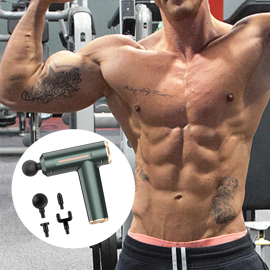 저렴한 전기 핸드 헬드 휴대용 마사지 총 조용한 4 머리 충전식 도구 근육 목 뒤로 운동 선수 바디 홈 체육관 사무실