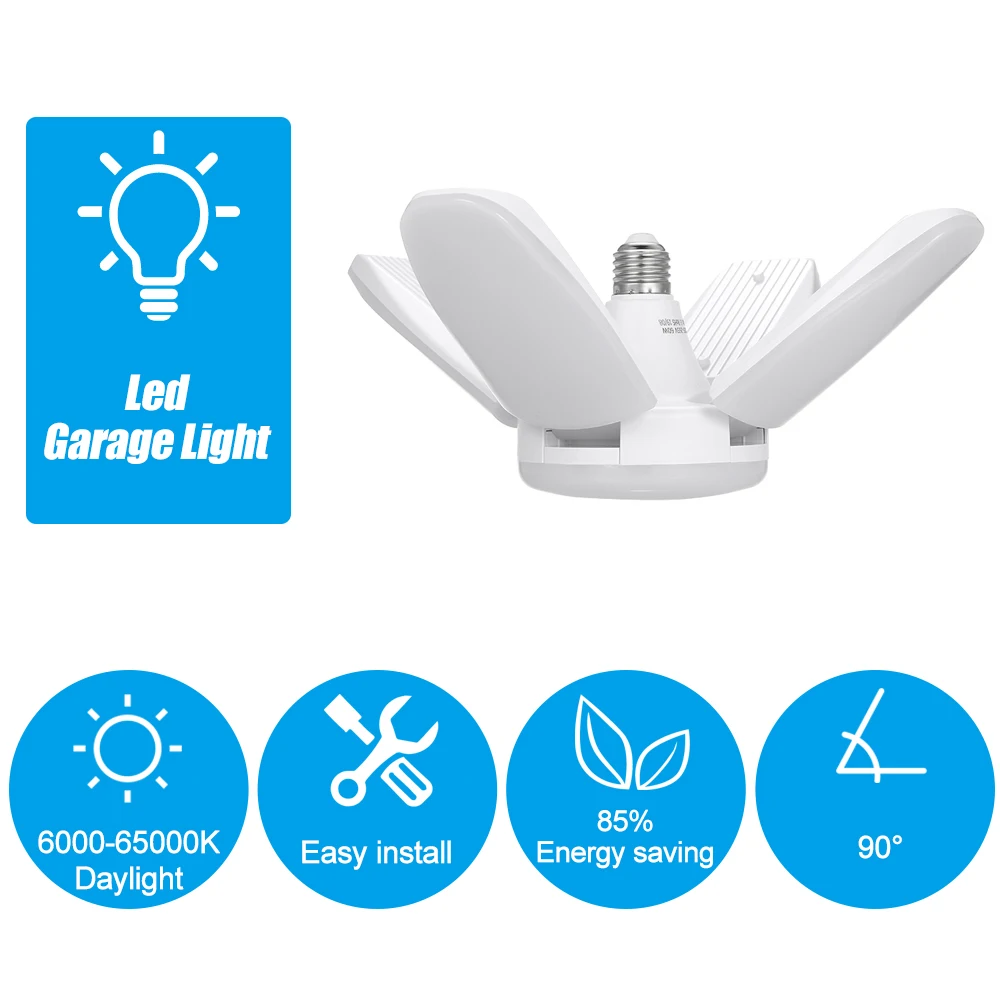 60W E27 Led Bulb Deformable Lamp Garage light LED 3000-6500K Home Lighting High Intensity Parking Warehouse Industrial