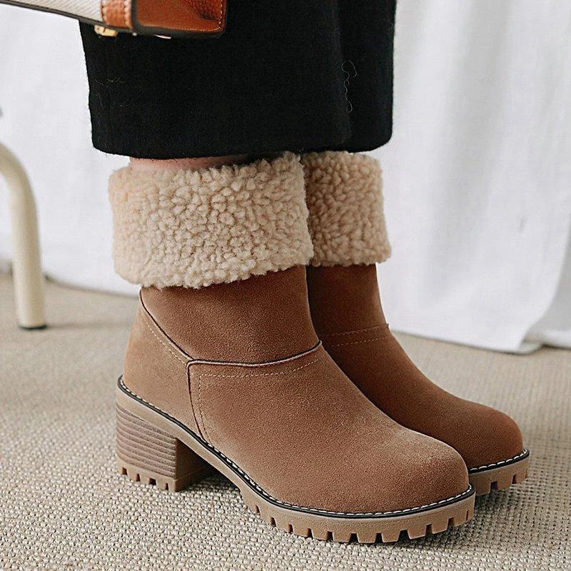 Женские ботильоны на толстом меху LASPERAL зимние ботинки резиновой платформе и