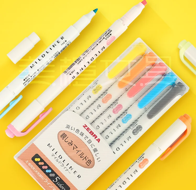 5 цветов Zebra MILDLINER хайлайтер набор ручек двойная головка мягкий лайнер