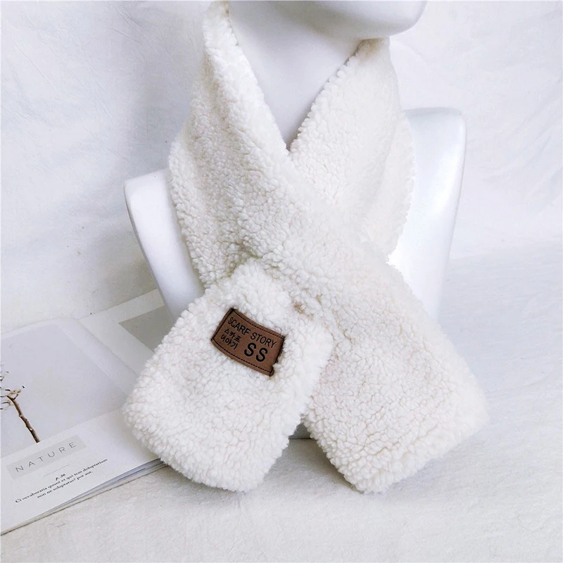 

Ladies Solid Color Curly Furry Scarf Women Faux Fur Cashmere Scarf Winter Plush Soft Scarves Warm Neckerchief Collar Scarf