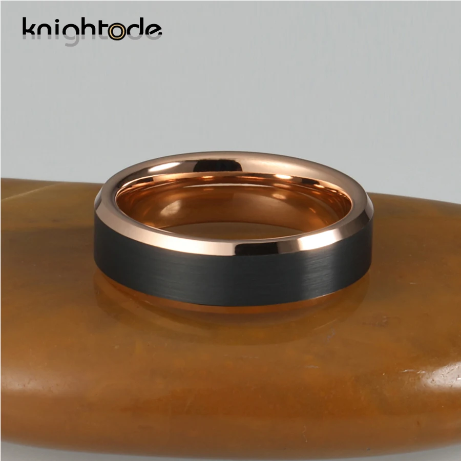 2 Цвет кольцо из розового золота обручальное вольфрама черная матовая