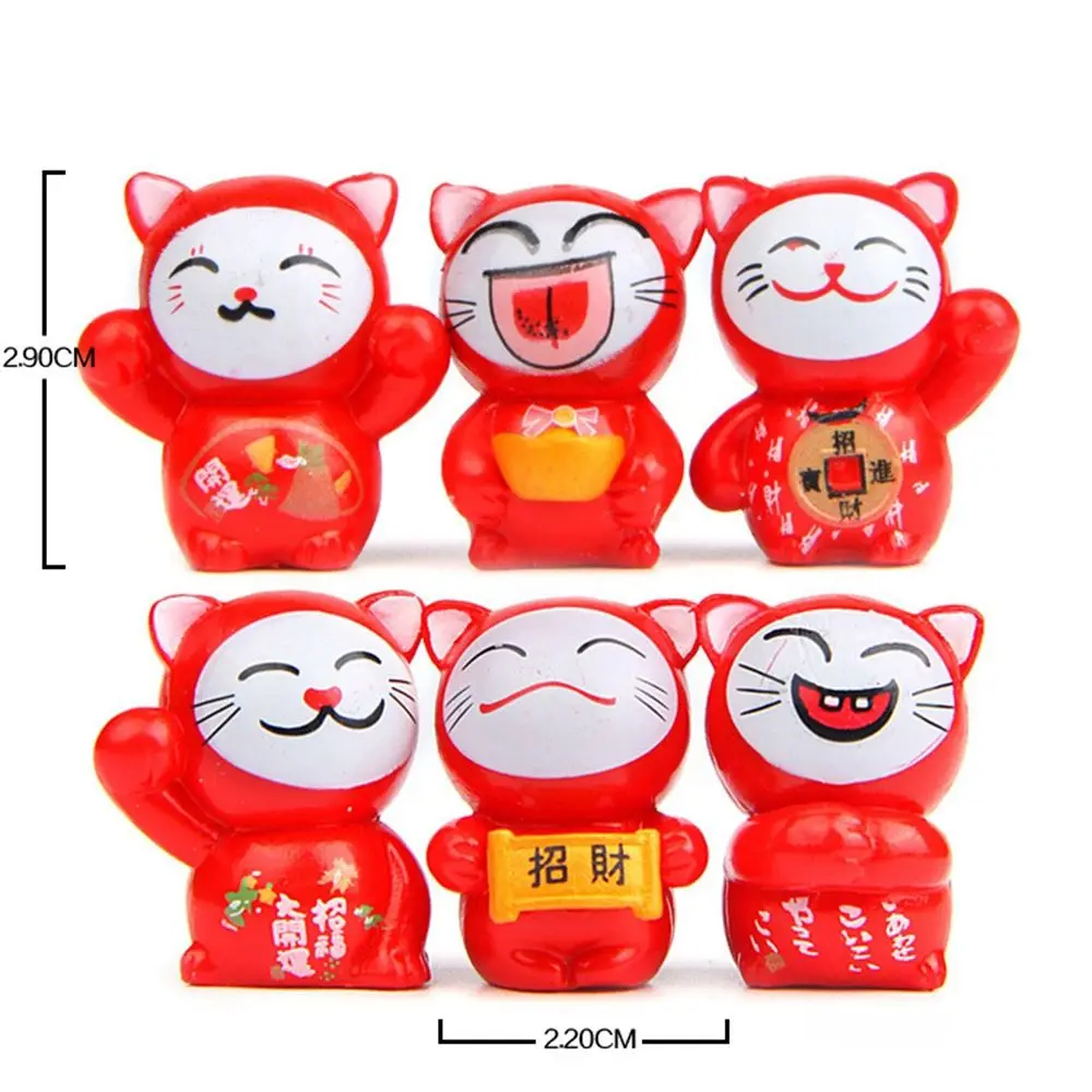 

6 PCS Kawaii Cartoon Lucky Cats Micro Landscape Kitten Feng Shui Home Garden Decorations Miniatures Ornaments Gift
