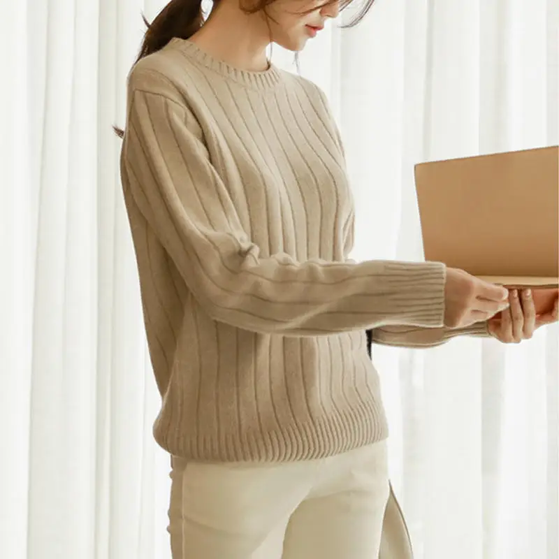 

New Loose Knitted Sweater Women Clothes Long Sleeve Fashion Warm Pullovers Elegant Autumn Winter Ladies Tops Jumper Solid Q3118