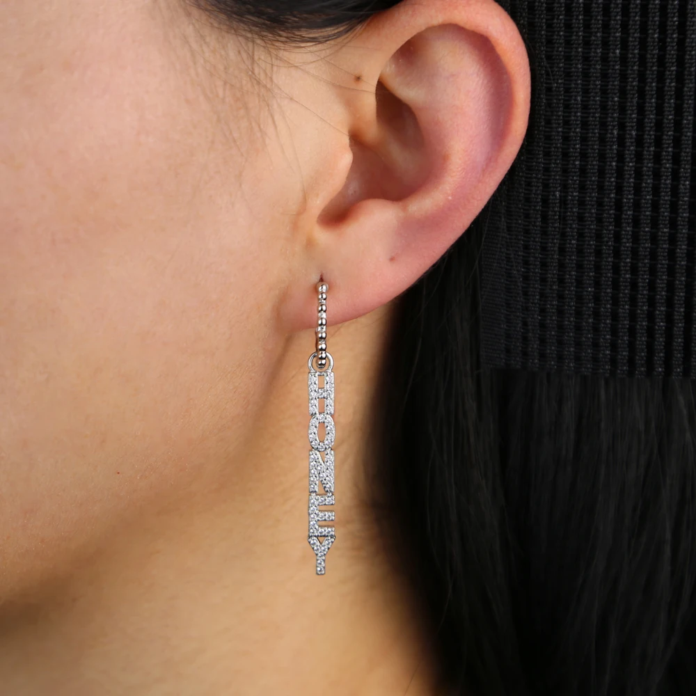 2021 оптовая продажа Bling CZ письмо пара мед Висячие серьги для женщин и девочек милый