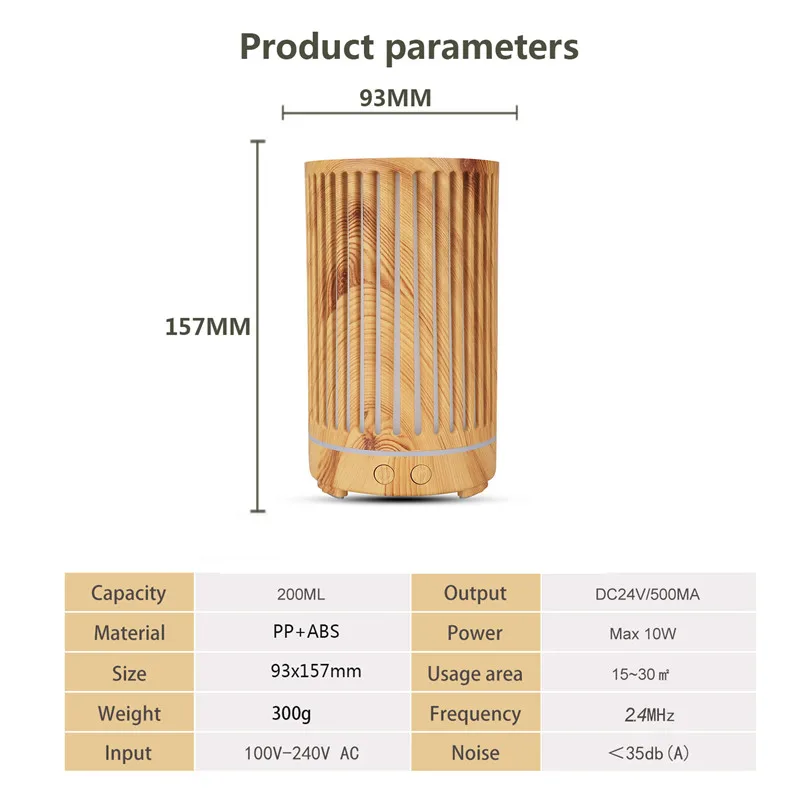 

2020 new wood grain air humidifier hollow aroma diffuser ultrasonic atomizer household silent essential oil air humidifier