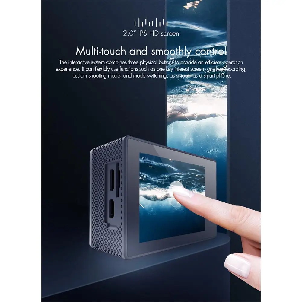Pаспродажа Экшн-камера Ultra HD 4K 60fps Wifi 2,0 дюймов IPS дисплей Ccreen подводный водонепроницаемый шлем видео запись камера S Спортивная камера