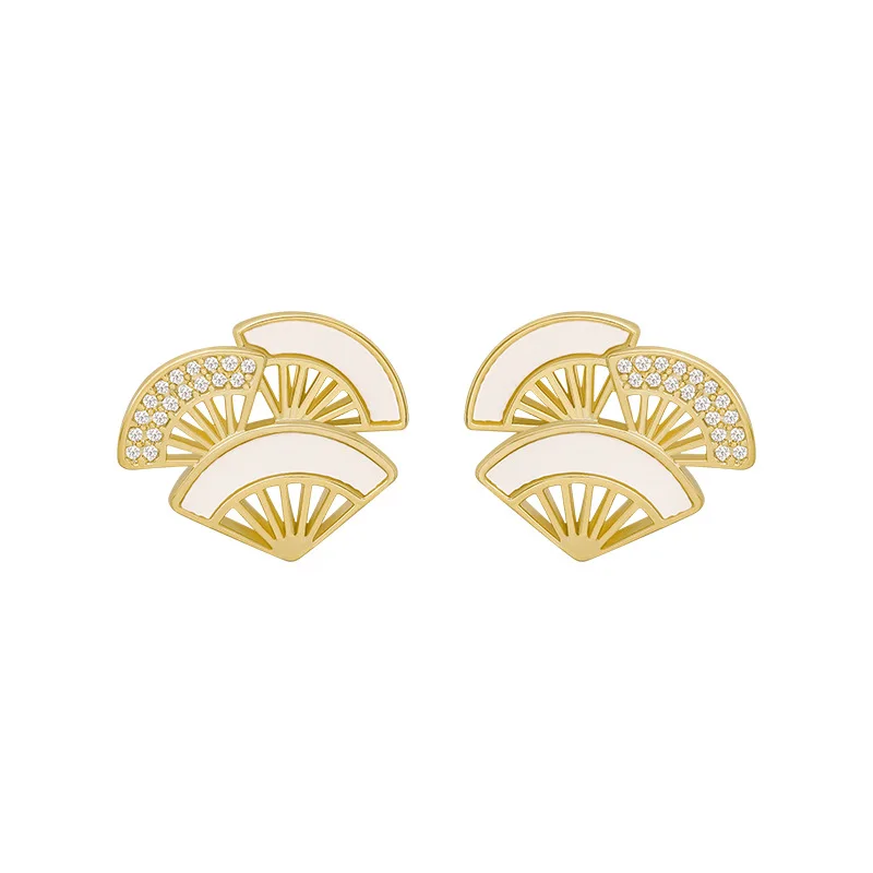 

Korean Fashion New Simple Fan Shape Alloy 925 Sterling Silver Stud Earring For Women Jewelry