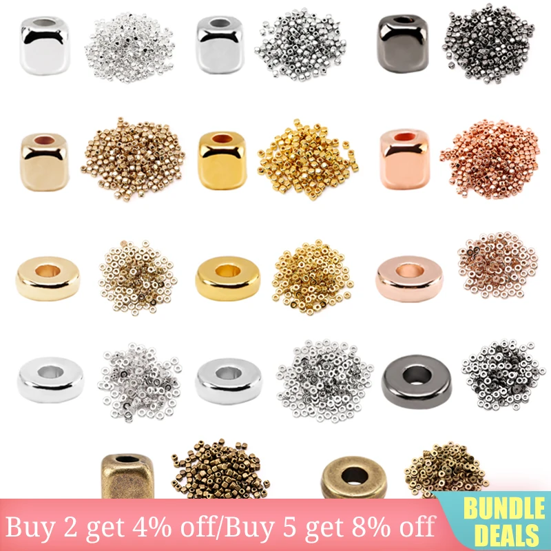 

200 Pieces Flat Round Disc Spacer Beads CCB Cube Loose Spacer Beads For Bracelet Necklace Making Jewely Craft DIY 7Colors