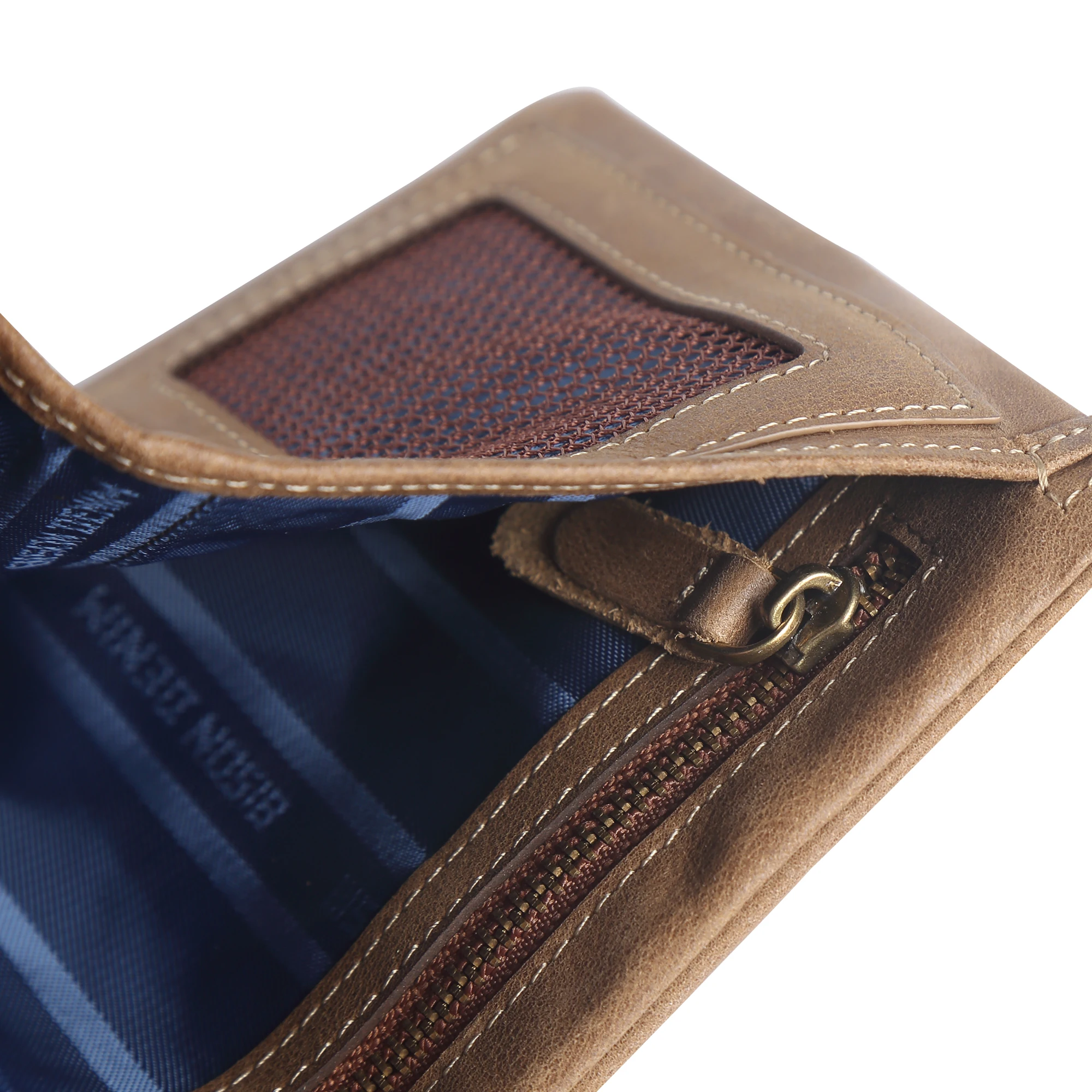 Мужской кошелек BISON DENIM винтажный из натуральной кожи с отделением для карт на