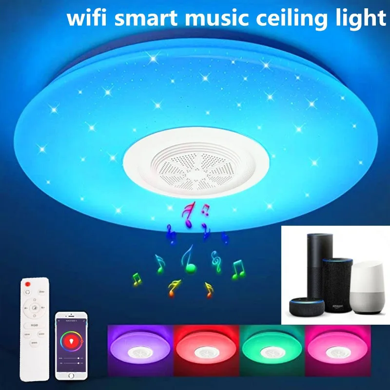 

WIFI Bluetooth Music Ceiling Light Seven Color APP Dimming Color Cell Phone Remote Control Light