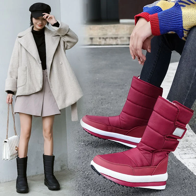 

Зимние утолщенные теплые зимние сапоги на пуху для отдыха женские сапоги большого размера среднего размера из хлопка