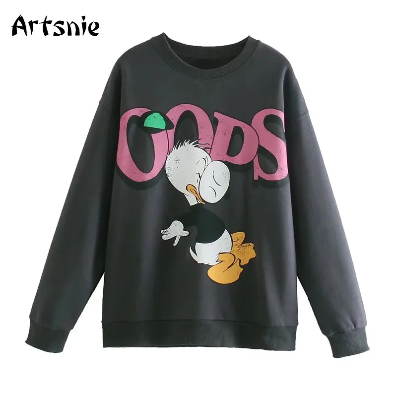 

Artsnie уличная одежда Дисней мультфильм толстовка женская зимняя флисовая о-образный вырез длинный рукав оверсайз толстовки серые теплые тол...