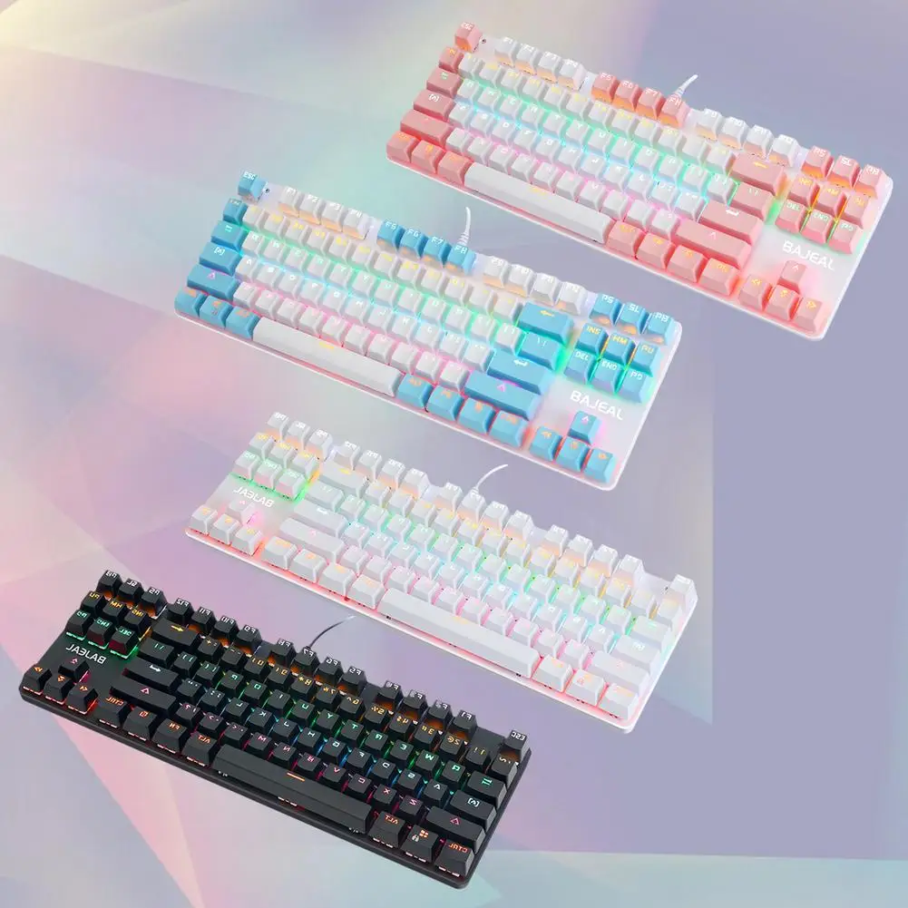

Green Axis Game Mechanical Keyboard 87 Keys Wired USB Two-color Couple Gaming Keyboard Drop Shipping Wholesale