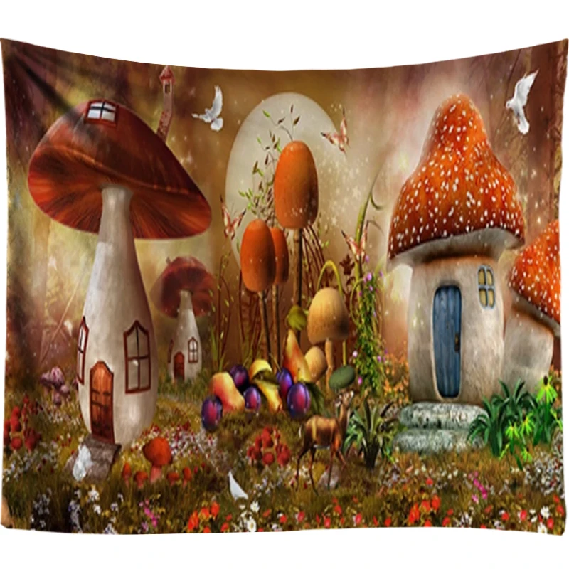 

Anime Mushroom Tapestry Psychedelic Wall Hanging Moon Tapestry Animal Decoration Wall Tapestries Living Room Boho Dorm Decor New