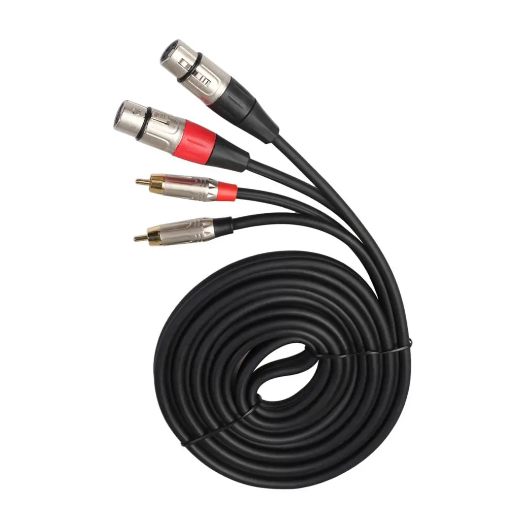 Двойной XLR Женский к двойному RCA Мужской Сигнал адаптер кабель аудио для