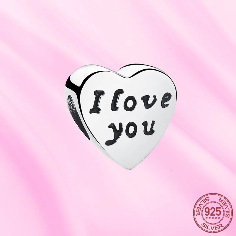 

2021 New 925 Sterling Silver I Love You heart charm pendant Fit for Original Pandora Bracelets Women DIY birthday Jewelry gift