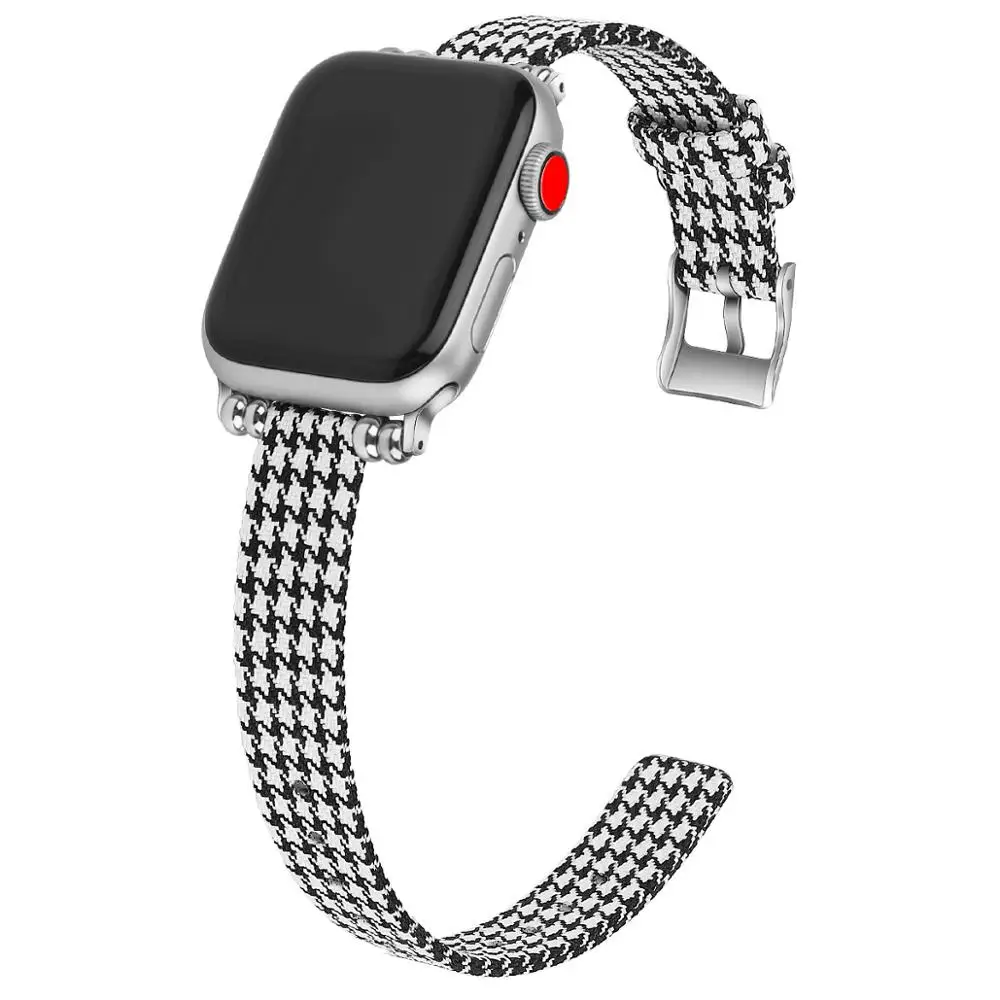 

Fashion Women Bracelet For Apple Watch Band 38mm 42mm 40mm 44mm Fabric Houndstooth for iWatch Strap Series 1 2 3 4 Watchband