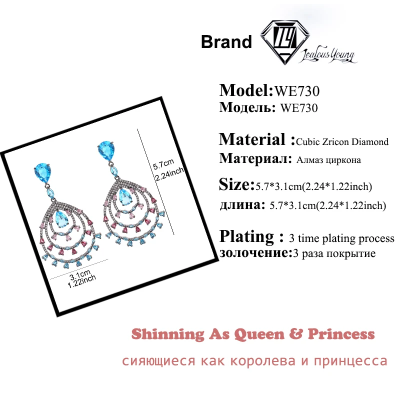 

Luxury Big Round Multicolor Drop Earrings for Women with Silver Color Women Wedding Dangle Earrings Party Earings Jewelry Gift
