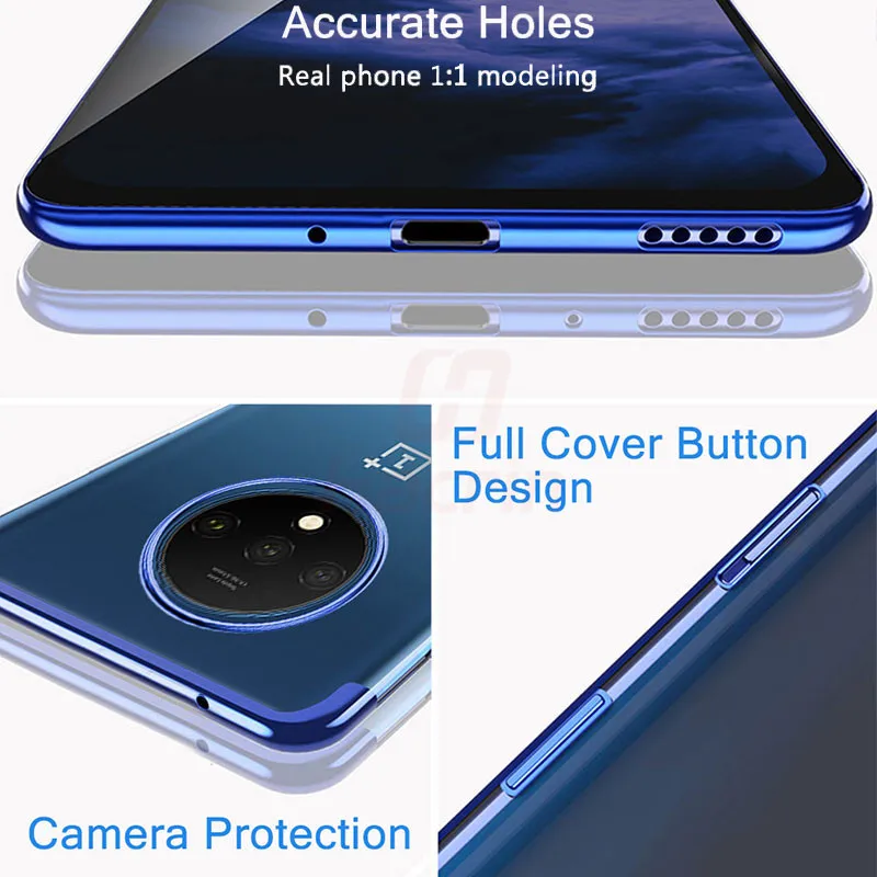Hacrin чехол для телефона Oneplus 7t Роскошный Прозрачный Бампер TPU силиконовый Pro one plus |