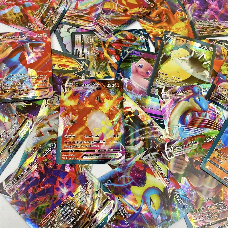50-300 шт. блестящие карты Pokemon V MAX GX Лидер продаж этикетка команда VMAX EX английская