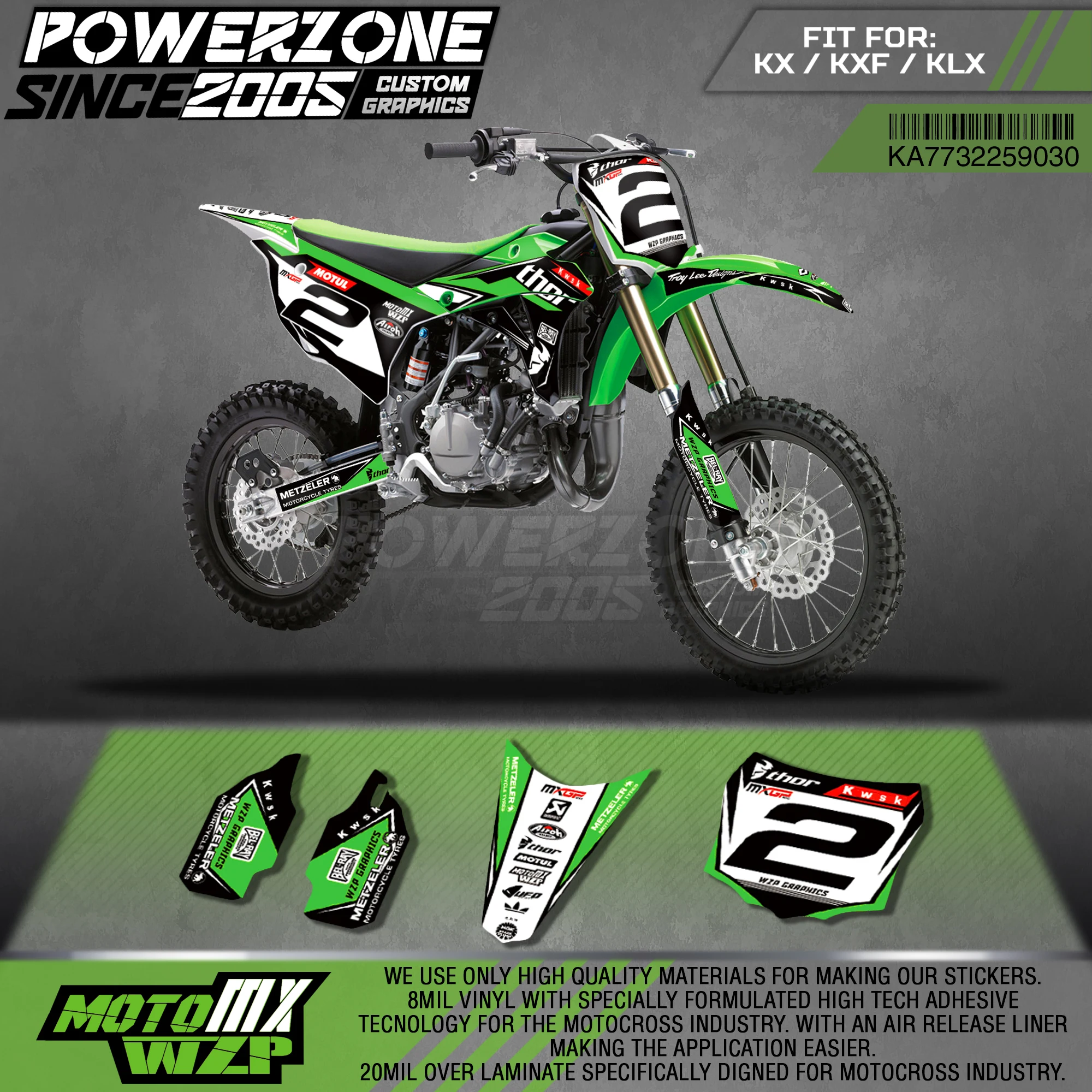 PowerZone пользовательские команды графические наклейки 3 М Набор для Kawasaki Наклейка