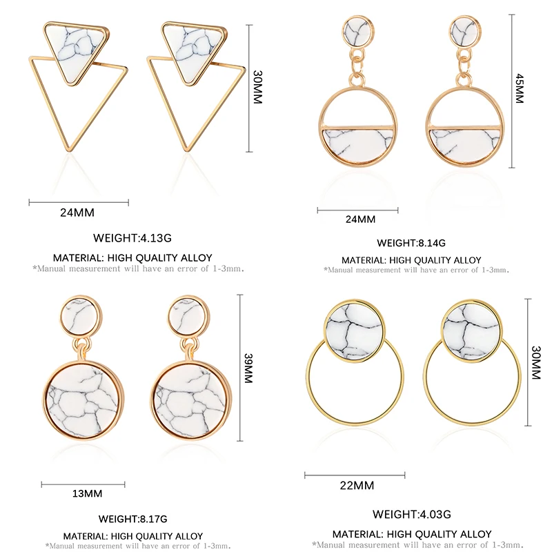 Новые женские серьги-подвески геометрические золотистые металлические круглые