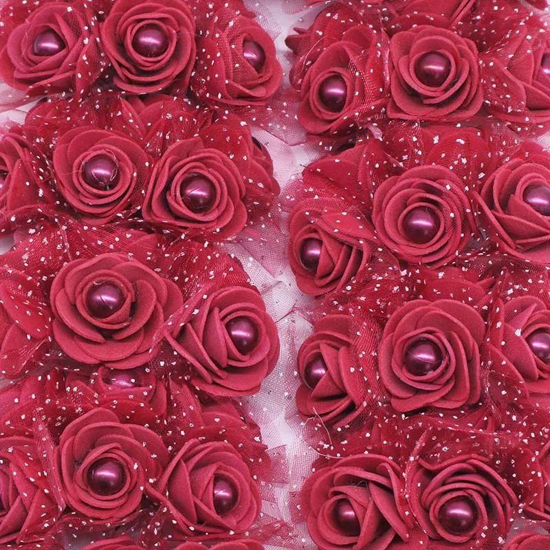 Roses Artificielles en Mousse avec Imitation de Perle  Fausses Fleurs pour Décoration Artisanale de