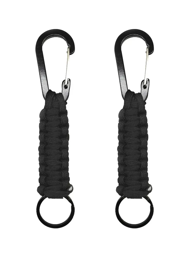 

2pcs Paracord Keychain With Carabiner Braided Outdoor Survival Lanyard Ring Hook