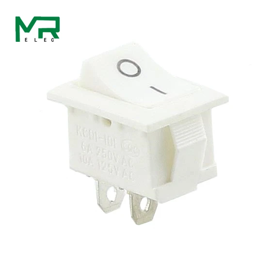 1 шт. KCD1 2PIin 3Pin Лодка Автомобильный кулисный переключатель 6A/10A 250 V/125 V AC красный желтый зеленый синий черный кнопка Лучшая цена KCD1 - Цвет: white   2PIN  On-Off