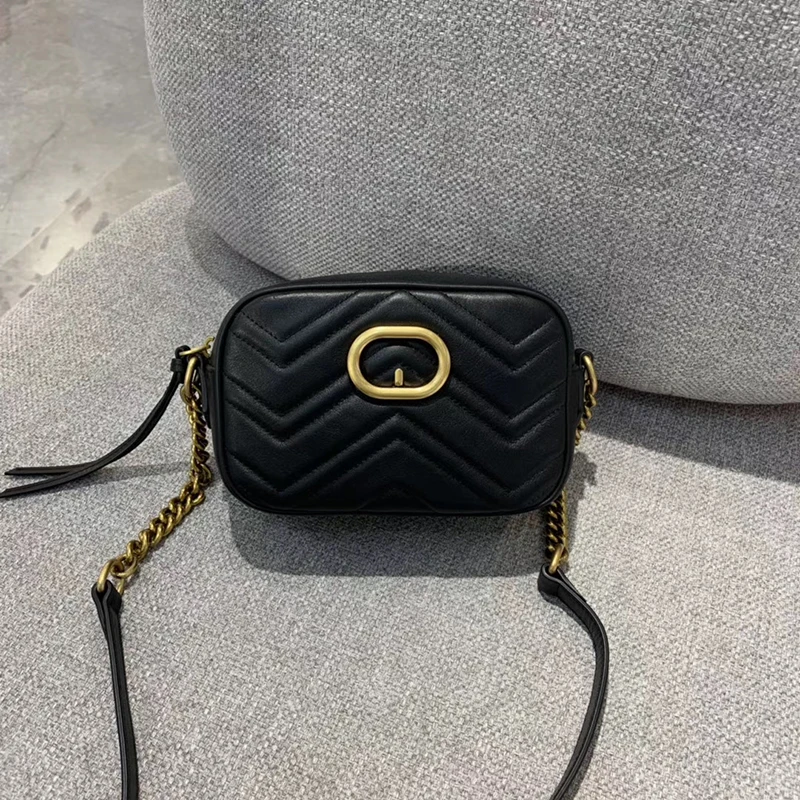 

Classic style retro women's bag camera bag chain strip small square Bag Leather Double g small bag Single Shoulder Messenger Bag