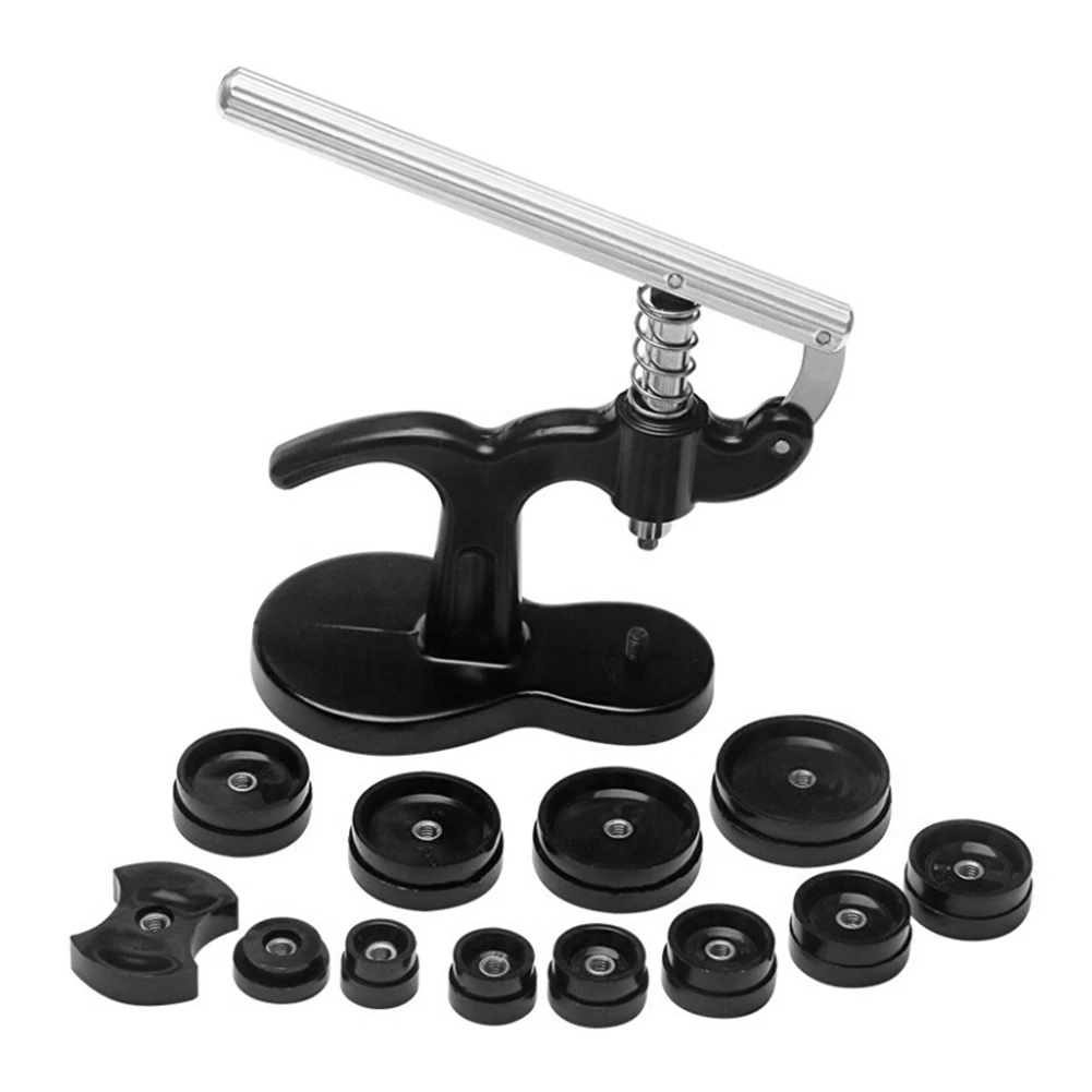 

12PCS Watch Press Set Back Case Closer Plastic Black With Dies Punch Tool Glass Fitting Watchmaker Repair Kit Watch Case Closer