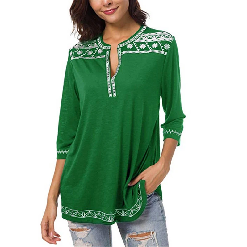

Nice Pop Women Lady Tee Top V Neck Casual Splice Loose Fashion Clothing For Autumn Pop 88