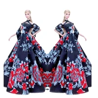 16 bjd doll clothes classic black floral wedding dress outfit for barbie clothes princess gown vestidos 11 5 dolls accessories