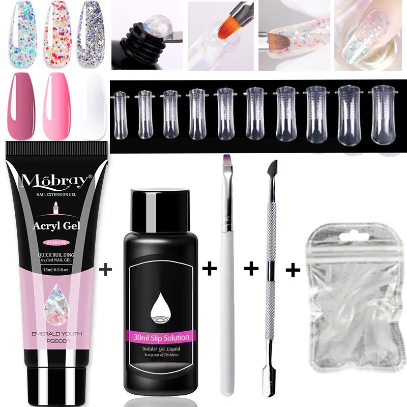 Блестящий полимерный Быстросохнущий Гель лак для ногтей акриловый Кристальный